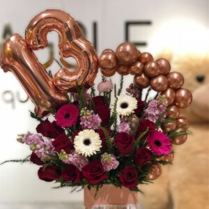 Caja con rosas y numeros